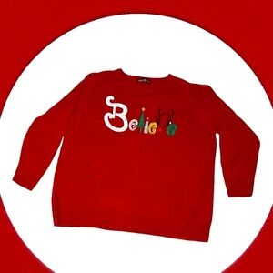 Woman’s Red Holiday Believe Sweater. Size 18W-20W